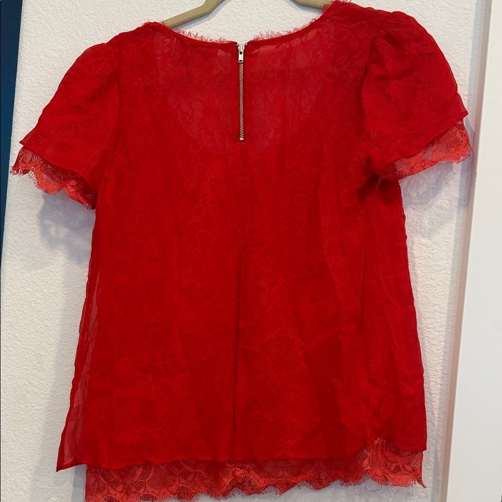 Madison Marcus Vibrant Red Lace Blouse - Picture 5 of 5